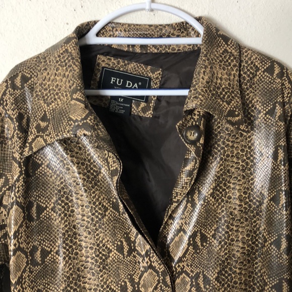 Fu Da New York snake 90s Skinprint & Texture Plus Size Belted Trench Coa… - Picture 5 of 10